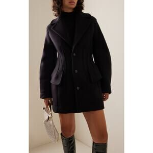 Bottega Veneta Felted Wool Sculptured Coat black IT42/US6